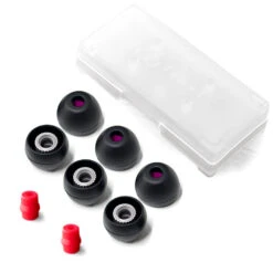 Final Audio Black+Black/Red Silicon Type E Tips Kit With Case And Nozzle Adapter -Audio Equipment Shop MEDIUM