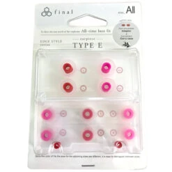 Final Audio Clear/Red Silicon Type E Tips Kit With Case And Nozzle Adapter -Audio Equipment Shop MULTIpackageCLEAR