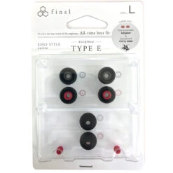 Final Audio Black+Black/Red Silicon Type E Tips Kit With Case And Nozzle Adapter -Audio Equipment Shop large package
