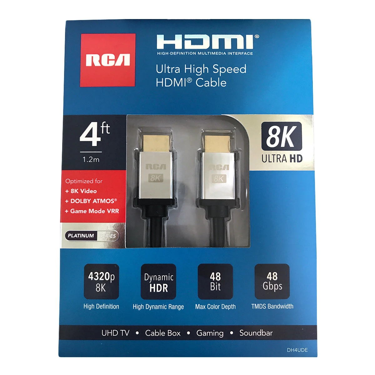 RCA Audio 4 Foot Ultra High Speed 8K HDMI Cable 1 RCA Audio 4 Foot Ultra High Speed 8K HDMI Cable